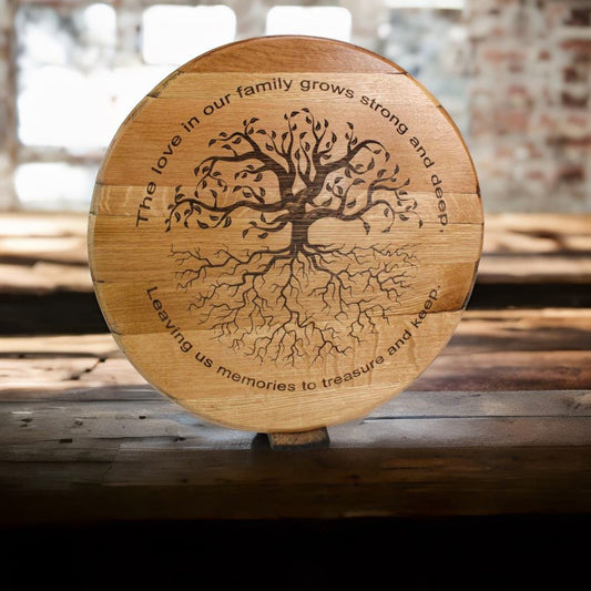 Tree Of Life Engraved Bourbon Barrel Head