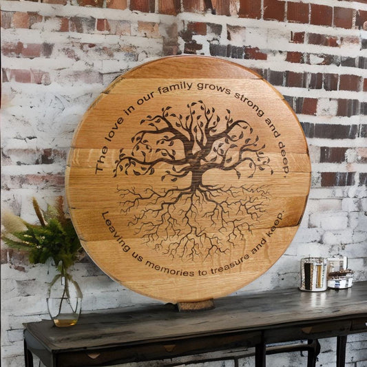 Tree Of Life Engraved Bourbon Barrel Head