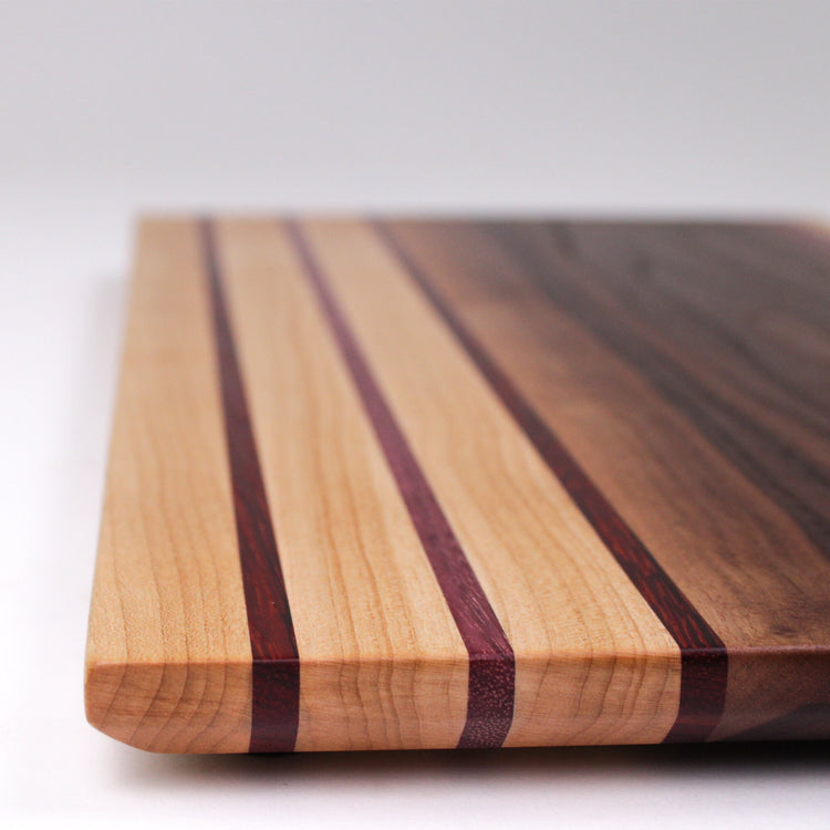 Maple, Walnut, Purple Heart Chopping Board, 18x11x1.25"