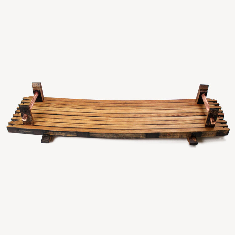 Bourbon Barrel Serving Tray with Copper Handles