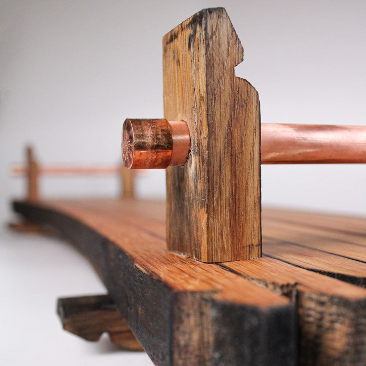 Bourbon Barrel Serving Tray with Copper Handles