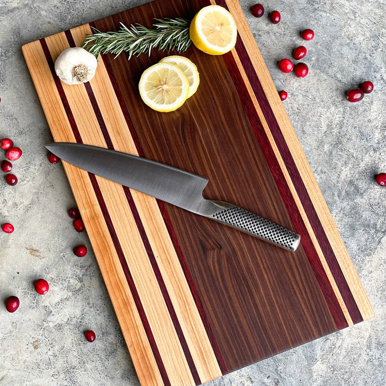 Maple, Walnut, Purple Heart Chopping Board, 18x11x1.25"