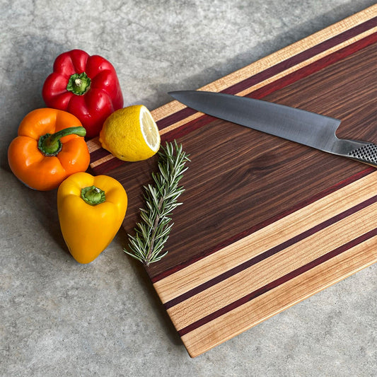 Maple, Walnut, Purple Heart Chopping Board, 18x11x1.25"