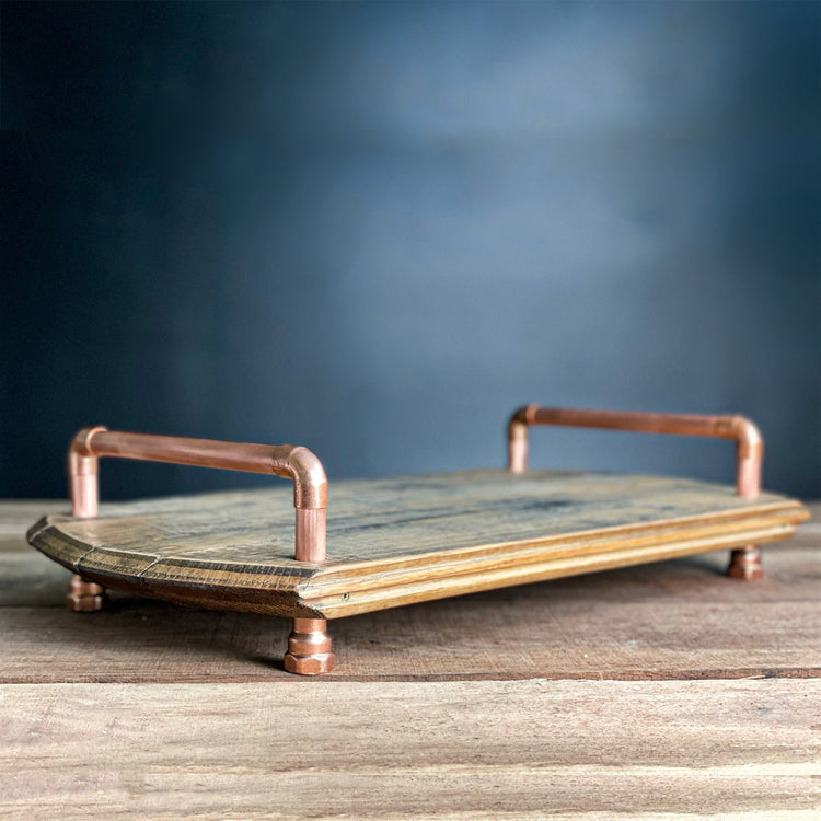 Bourbon Barrel Tray w/ Copper Handles