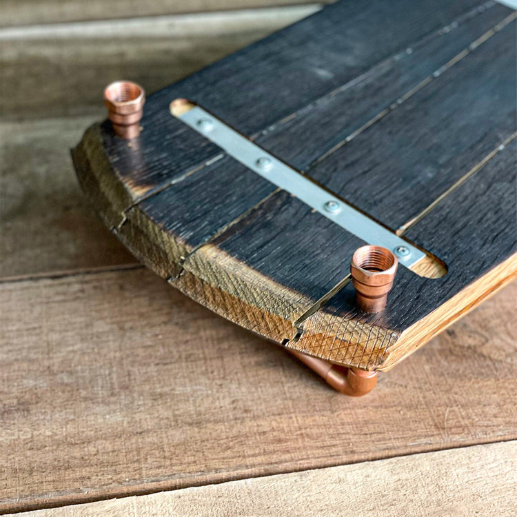 Bourbon Barrel Tray w/ Copper Handles