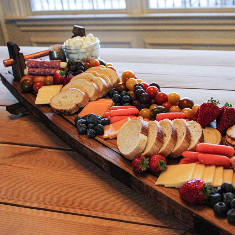 Bourbon Barrel Serving Tray with Copper Handles