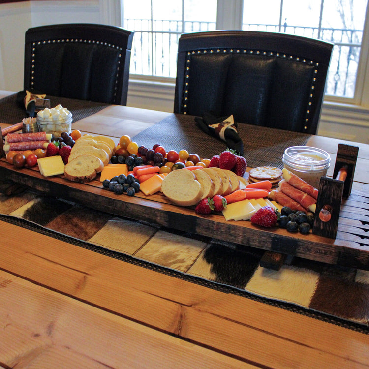 Bourbon Barrel Serving Tray with Copper Handles